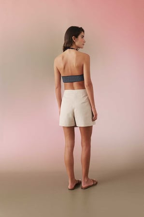 Çizgi Desenli Crop Top Lacivert - Beyaz