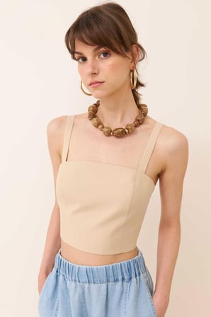 Askılı Crop Bej