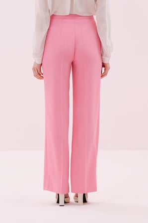 Geniş Paça Krep Pantolon Pembe