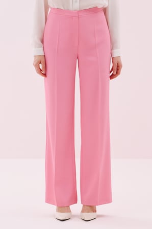 Geniş Paça Krep Pantolon Pembe