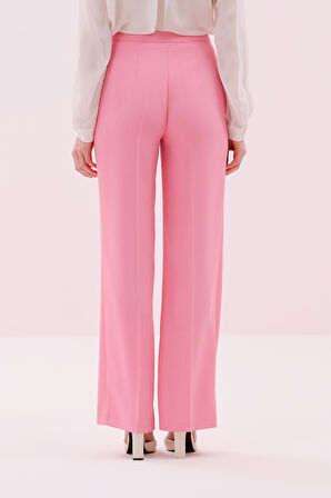 Geniş Paça Krep Pantolon Pembe