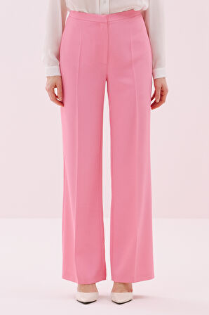 Geniş Paça Krep Pantolon Pembe