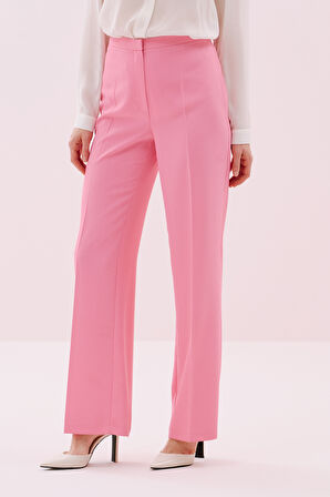 Geniş Paça Krep Pantolon Pembe