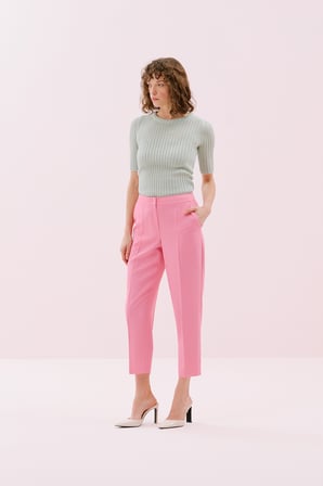 Krep Havuç Pantolon Pembe