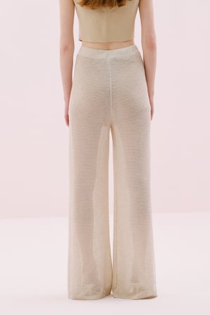 Geniş Paça Triko Pantolon Naturel