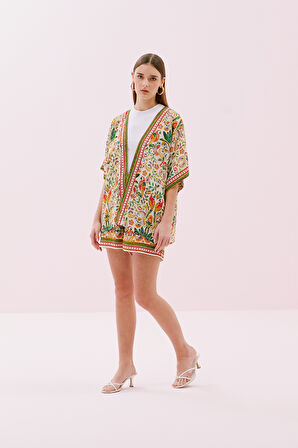 Desenli Kimono Standart Renk