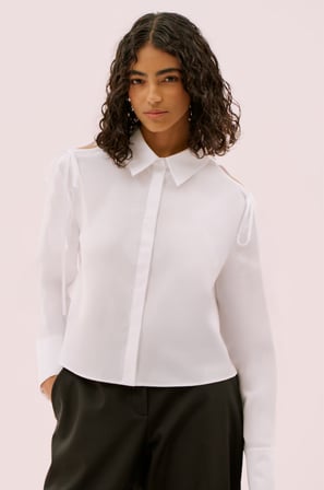 Cut Out Omuz Detaylı Gömlek Beyaz