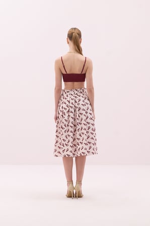 Bağlama Görünümlü Askılı Crop Bordo