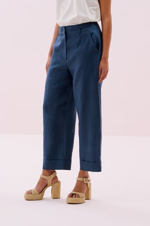 Keten Double Paça Pantolon Lacivert