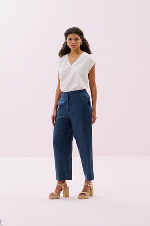 Keten Double Paça Pantolon Lacivert