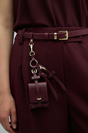 Mini Çanta Detaylı Kemer Bordo