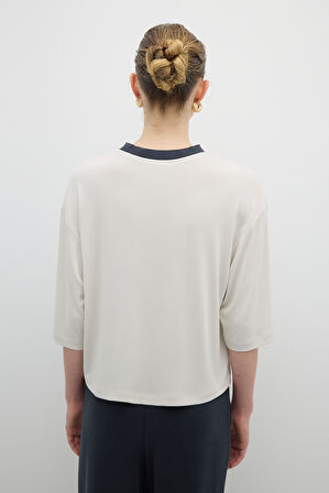 Ribana Yaka Truvakar Kol T-shirt Taş