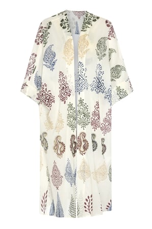 Taş Baskı Desenli Pamuk Kimono Standart Renk