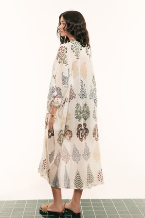 Taş Baskı Desenli Pamuk Kimono Standart Renk