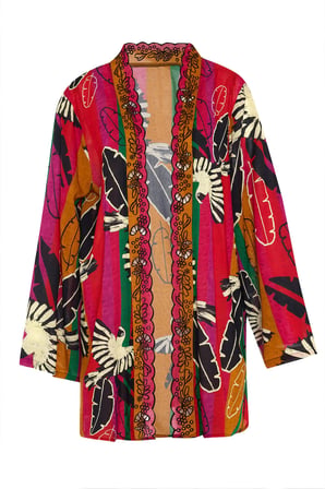 Yakası Nakışlı Kimono Standart Renk