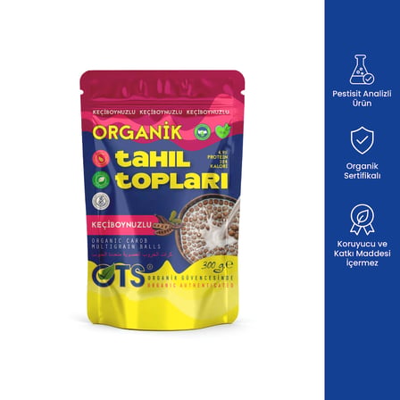 Ots Organik Keçiboynuzlu Tahıl Topları 300 gr  (Organik Sertifikalı, Pestisit Analizli)