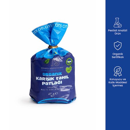 Ots Organik Karışık Tahıl Patlağı 60 gr (Organik Sertifikalı, Pestisit Analizli)
