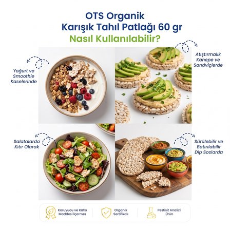 Ots Organik Karışık Tahıl Patlağı 60 gr (Organik Sertifikalı, Pestisit Analizli)