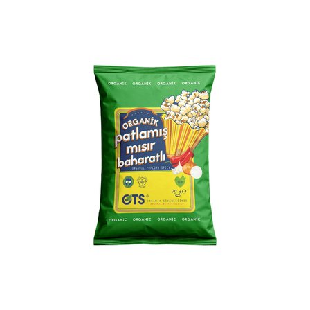 Ots Organik Baharatlı Patlamış Mısır (70 gr) (Organik Sertifikalı, Pestisit Analizli)