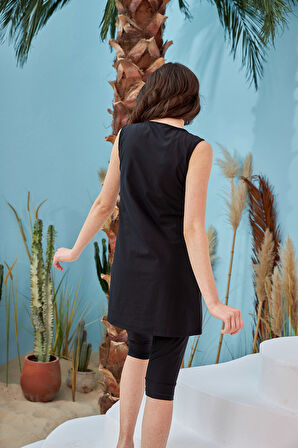 Yarı Kapalı Tesettür Mayo Sıfır Kol 720-011 Esma | 42