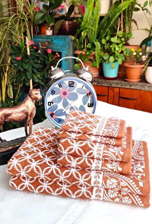 HEDİYELİK, ÇEYİZLİK , İHRAÇ FAZLASI ÖZEL ÜRETİM BUKLE COTTON BANYO-MUTFAK Havlu Seti (6'LI SET)