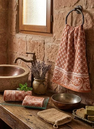 (El ve yüz Havlusu Hediyeli) (1adet) Bukle Coton 70x140 cm. Banyo havlusu