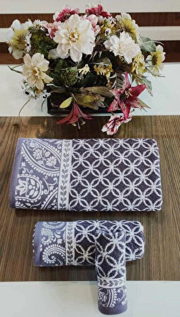 (El ve yüz Havlusu Hediyeli) (1adet) Bukle Coton 70x140 cm. Banyo havlusu