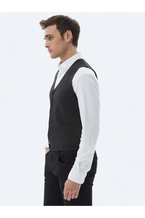 Antrasit Regular Fit Casual Örme Triko Yelek