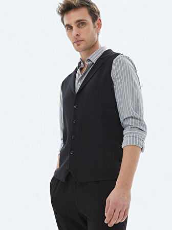 Siyah Regular Fit Casual Örme Triko Yelek