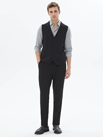 Siyah Regular Fit Casual Örme Triko Yelek