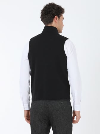 Siyah Regular Fit Casual Örme Triko Yelek