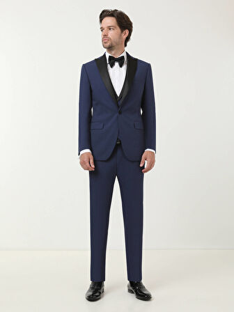 Saks Düz Slim Fit Demonte Yaka Dokuma Y Smokin Takım Elbise