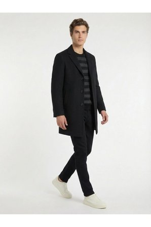 Siyah Düz Dokuma Slim Fit Casual Pamuk Karışımlı Pantolon