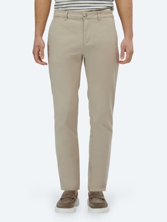 Bej Düz Dokuma Regular Fit Casual Pamuk Karışımlı Pantolon