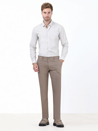 Vizon Düz Dokuma Slim Fit Casual Pamuk Karışımlı Pantolon