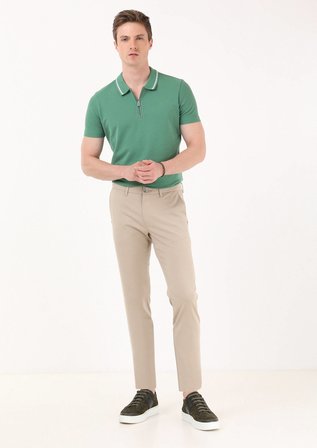 Vizon Düz Dokuma Regular Fit Casual Pantolon