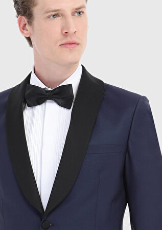 Saks Düz Fashion Slim Fit Kelebek Yaka Dokuma Smokin Takım Elbise
