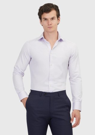 Lila Düz Slim Fit Dokuma Klasik %100 Pamuk Gömlek