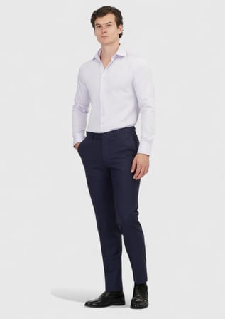 Lila Düz Slim Fit Dokuma Klasik %100 Pamuk Gömlek