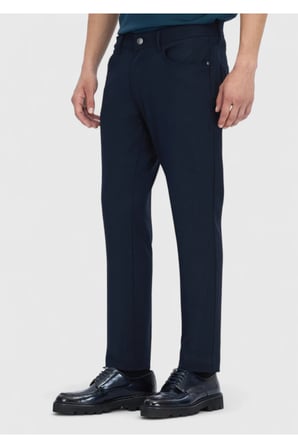 Lacivert Düz Dokuma Slim Fit Casual Pantolon
