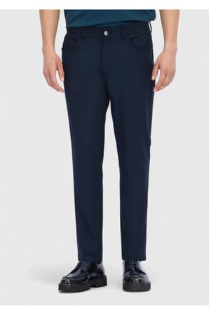 Lacivert Düz Dokuma Slim Fit Casual Pantolon