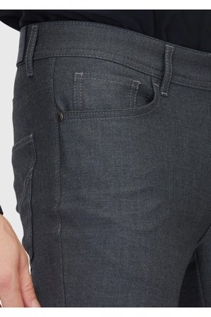 Gri Düz Dokuma Slim Fit Casual Pantolon