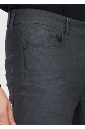 Gri Düz Dokuma Slim Fit Casual Pantolon