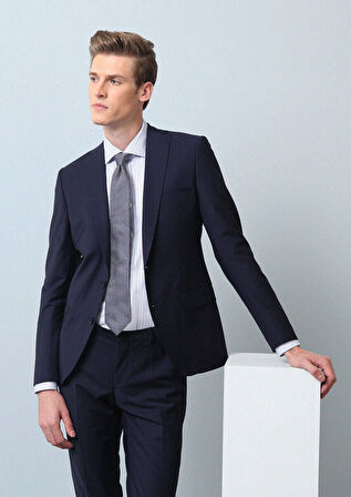 Saks Düz Fashion Slim Fit Yün Karışımlı Takım Elbise