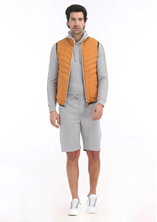 Turuncu Regular Fit Dik Yaka Casual Dokuma Spor Yelek