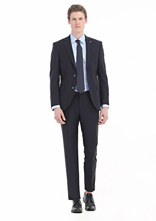 Mavi Düz Regular Fit Dokuma Klasik Pamuk Karışımlı Gömlek