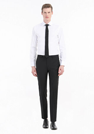 Beyaz Düz Slim Fit Dokuma Klasik Pamuk Karışımlı Gömlek