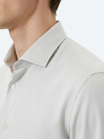 Gri Düz Slim Fit Uzun Dokuma Klasik %100 Pamuk Gömlek