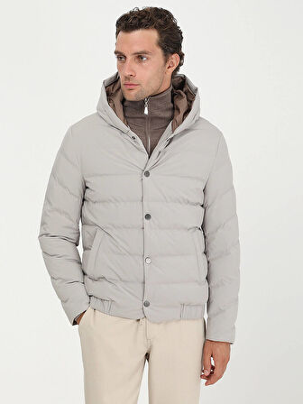 Taş Regular Fit Kapüşonlu Casual Dokuma Mont