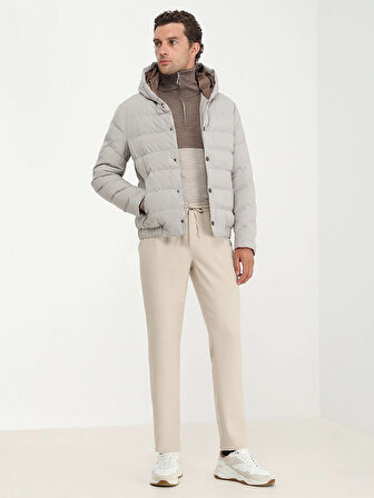 Taş Regular Fit Kapüşonlu Casual Dokuma Mont